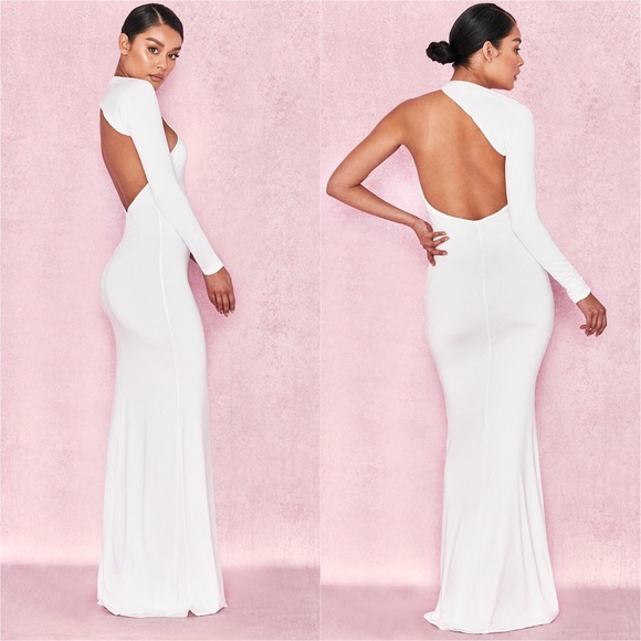 House of CB Merveille White Wrap Sleeve Maxi Dress - Picture 3 of 8